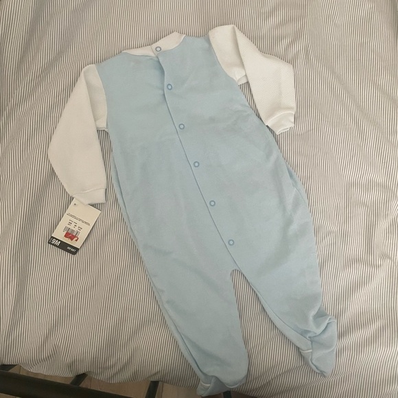 90’s Deadstock 9M Teddy Bear One Piece button up set baby blue - Picture 6 of 8